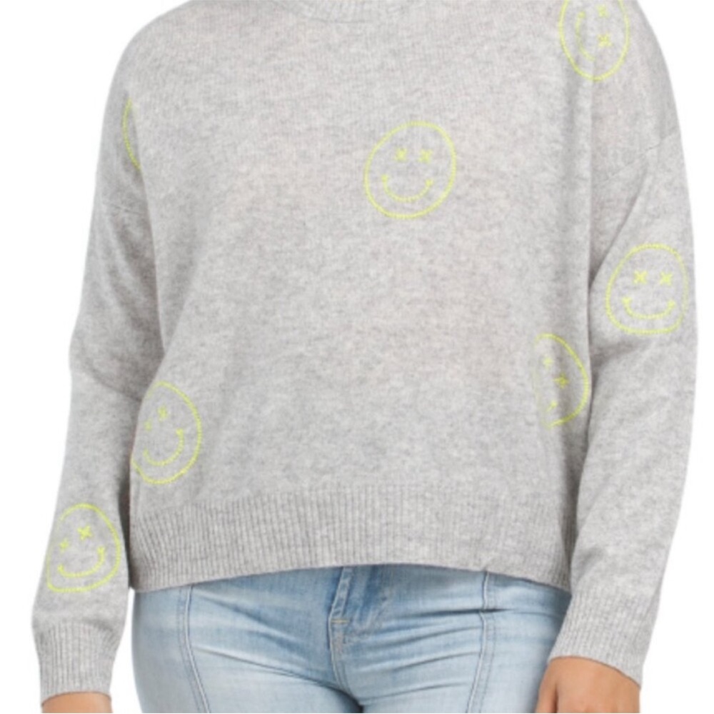 Gray Smiley Face Sweater